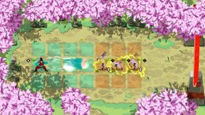 Capture d'écran montrant une scène de gameplay du jeu Grid Force: Mask of the Goddess