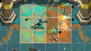 Capture d'écran montrant une scène de gameplay du jeu Grid Force: Mask of the Goddess